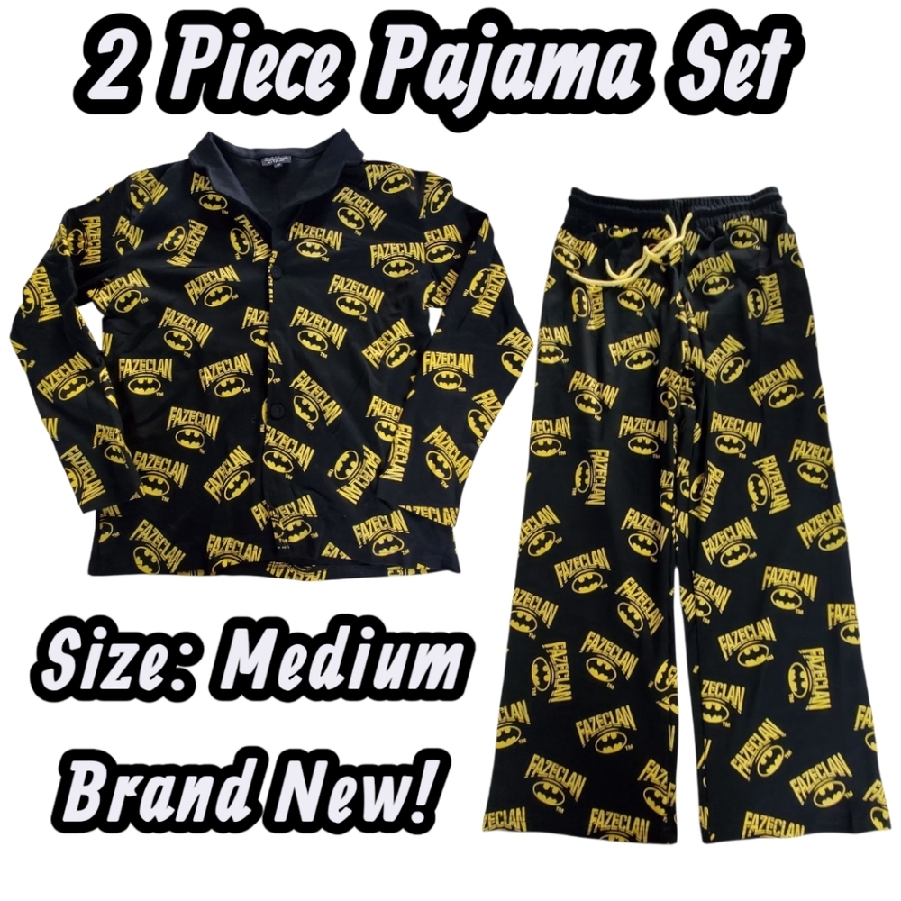 FaZe Clan x Batman DC Comics Pajama Set (Unisex Medium) – Black/Yellow – NWT